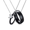 KunBead Black Ring Zircon Necklace Matching Couple Necklace for Him