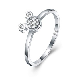 LGSY 925 Sterling Silver CZ Mini Mouse Rings for Women
