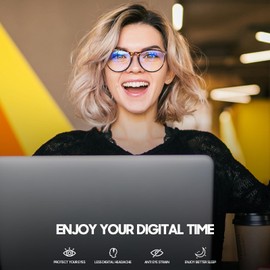 LVIOE Blue Light Blocking Glasses for Women Men Fashion Round Computer Eyeglasses with Anti Eyestrain & UV Protection LB4171