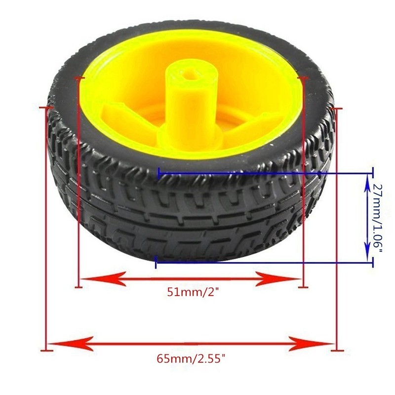 HONBAY 2 Sets Plastic Tire Wheel with Gear Motor Dual