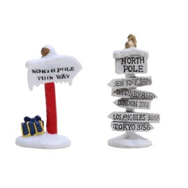 Toyland® Mini Christmas Collectable Resin Village Scene Accessories Christmas Figurines (Winter Pole - 1 Randomly Sent, 6.5cm x 3cm)