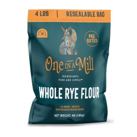 One in a Mill Whole Rye Flour 4LB |100% All-Natural Unbleached Pre-sifted Bread Flour for Baking Cakes, Pie Crusts & Artisan Doughs