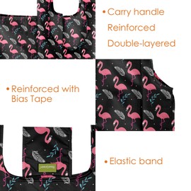 BeeGreen Flamingo Reusable Grocery Bags Foldable Pack Ripstop, Cute Animal Reusable Shopping Bags X-Large 50LBS Durable, Machine Washable Reusable Bags for Groceries Nylon