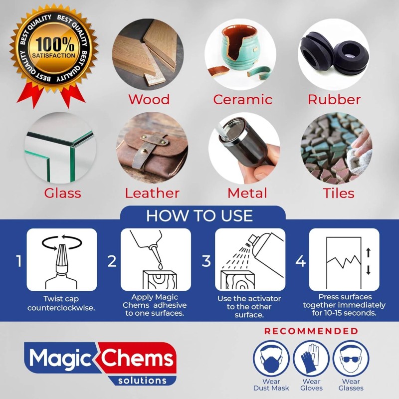 Magic Chems CA Glue with Activator Kit (4 x 1.7