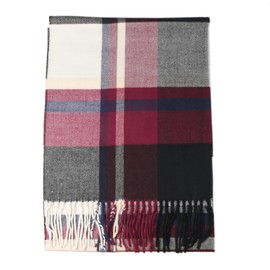 TZ Promise Men Women Tartan Plaid Cashmere Feel Classic Soft Warm Winter Scarf For Cold Weather (Burgundy/White/Black)