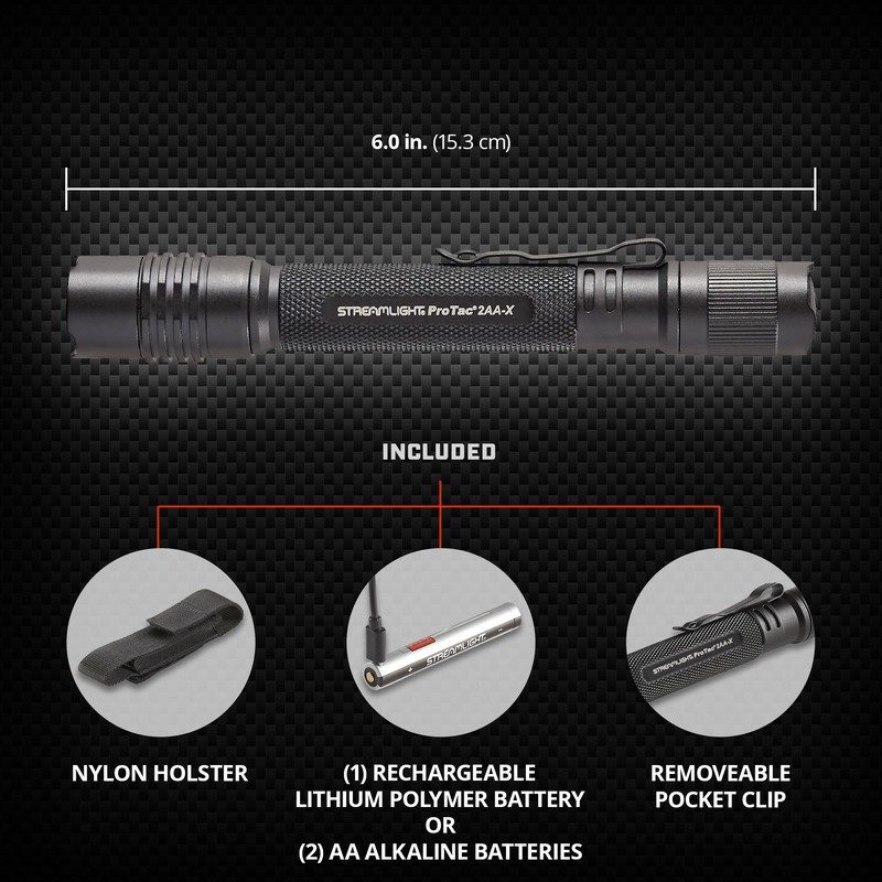 Streamlight 88033 ProTac 2AA-X 270-Lumen Multi-Fuel Personal Carry Tactical Flashlight