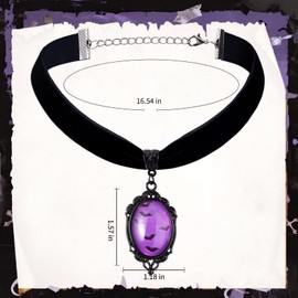 Huquary Bat Cameo Choker Necklace Gothic Vampire Pendant Women, Purple