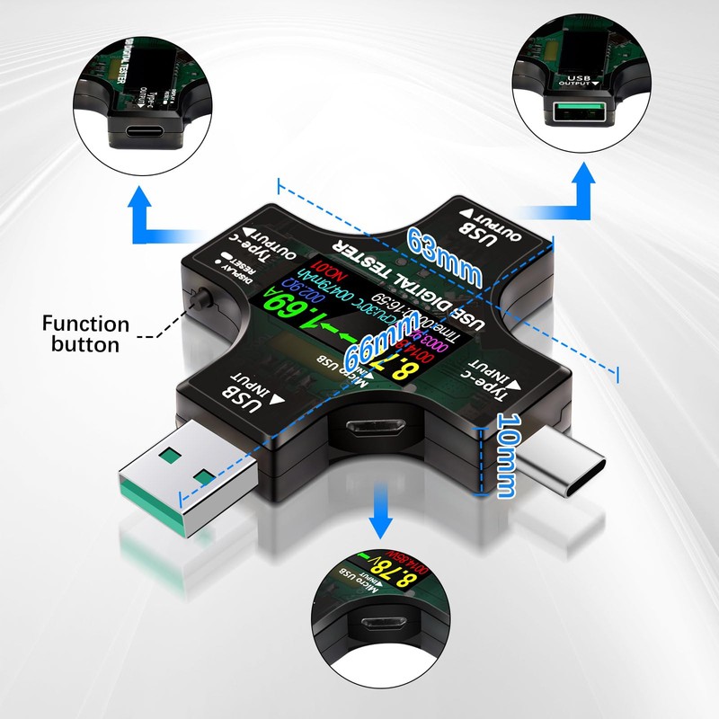 AYWHP USB Tester Meter 2-in-1 USB C Digital Multimeter, USB