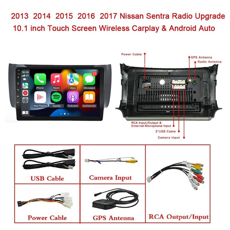 for 2013-2017 Nissan Sentra Radio with Wireless Carplay&Android Auto,2G RAM