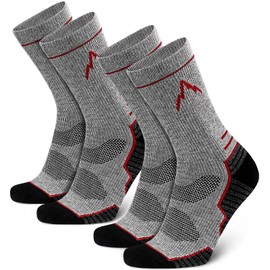 SIXDAYSOX - Calcetines de senderismo de lana merino para hombre, amortiguadores que absorben la humedad, para senderismo, ciclismo, senderismo, senderismo, 2 pares, Gris Claro+Gris Claro, 8-12