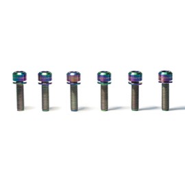 Pro Components Titanium Stem Bolt 6 pcs Kit M5x17mm – Lightweight, Anti-Corrosive, High-Durability Fasteners for Mountain Bikes – MTB, Road Bike, DH and Gravel. - Rainbow