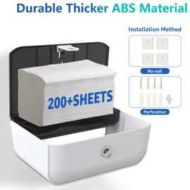 modunful modunful Paper Towel Dispenser Wall Mounted, Multifold Hand Towel Dispenser, C-Fold Paper Towel Holder for Bathroom No Hole Installation, White ABS Cover