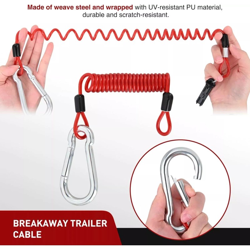 Nilight Trailer Breakaway Switch with 6FT Heavy Duty Stainless Steel