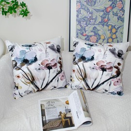 DILOXNSU Cushion Cover, 40 x 40 cm, Set of 2 Cushion Covers, Art Watercolour Flower, Decorative Cushion, Velvet Sofa Cushion, Modern Abstract Cushion Cover, Decorative Cushion, Aesthetic Couch Cushion