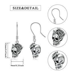 Seiyang arete de calavera de plata de ley con diseño de calavera, rosa, mano, corona, ciberpunk, samurái, para mujeres y hombres, Metal, No es una pie
