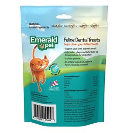 Emerald Pet Feline Dental Crunchy Natural Grain Free Cat Treats, Made in USA, 3 oz, Model: 00404-CO