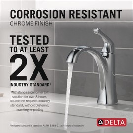 Delta Arvo Chrome Bathroom Faucet 1 Hole, Single Hole Bathroom Sink Faucet for Vanity, Push-Pop Drain Assembly, Chrome 15840LF