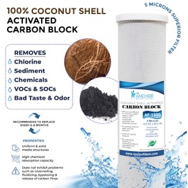 Anchor AF-1500 CTO Carbon Block Filter Cartridge for Whole House Water Filtration Systems, NSF Certified, 5 micron, 4.5 in. x 20 in.