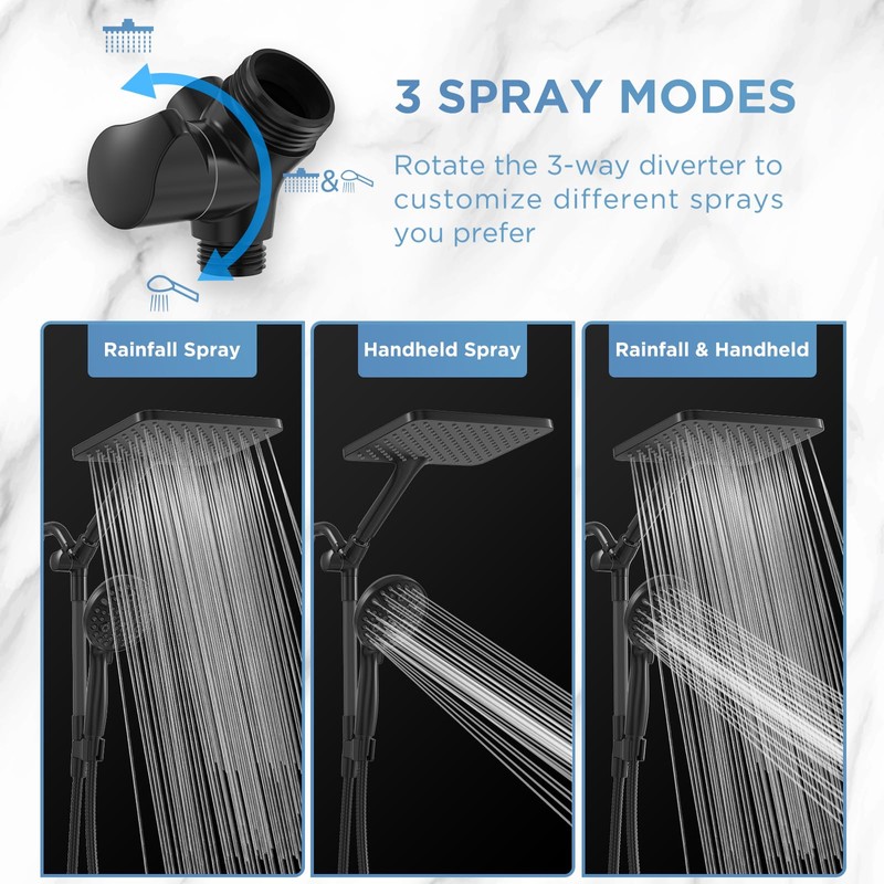 Dual Handheld Shower Head Combo, 2-in-1 Rain Shower Heads System