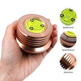 3 in 1 Gold Record Weight Stabilizer, Turntable Disc Record Stabilizer Clamp with Bubble Level for LP Vinyl Record Player