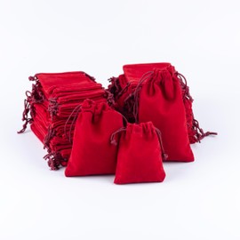 50pcs Red Velvet Drawstring Bags, Velvet Pouches, Cloth Bag for Jewelry Gift Packaging, Storage Bag for Christmas Birthday Party Wedding Favors Gift Candy Headphones Art and DIY Craft (7x9XCM)