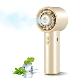 Ausic Portable Handheld Turbo Fan with Mist, High-Speed Personal Mini Misting Fans, 3 Speeds Rechargeable Battery Operated Small Fan for Travel/Outdoor/Home/Office/Makeup/Gift