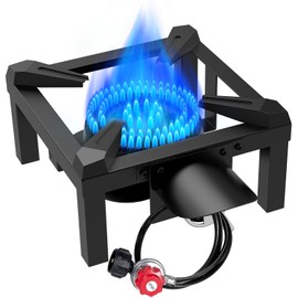 Llamaviva Propane Burner, High Pressure 100,000 BTUs Single Gas Stove with 4.1ft Adjustable Hose with Regulator,Propane Stove for Outdoor Cooking, Seafood Boil,Turkey Fry