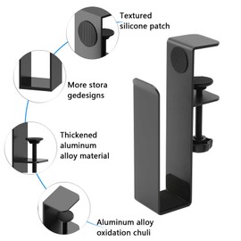 Desk Side Storage, Vertical Laptop Stand, No Drill Adjustable Desk Side Laptop Mount, Clamp on Storage Organizer for Office & Home