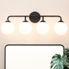 4-Lights Black Vanity Lights with Milky White Globe Glass Shade,