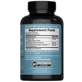 NeoCell Hyaluronic Acid Complex 900mg | 120 Capsules | with BioActive Collagen Peptides & MSM | Premium Grade Formula