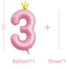 hzqruqh 40 Inch Crown Pink Number 3 Balloon, Big Conjoined