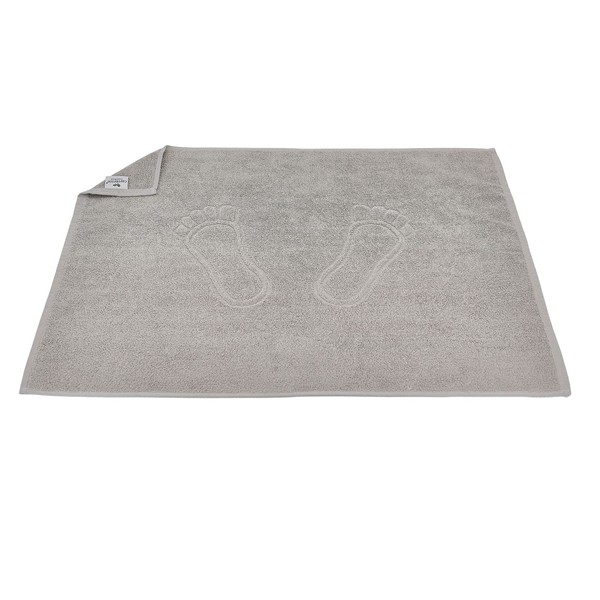 Carenesse Set of 2 bath mats with footprint, 50 x 70 cm, grey, absorbent cotton bath mat: premium hotel quality, Oeko-Tex 100, bath mat set, short pile, shower mat, thick and lint-free