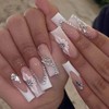 RikView French Tip Nails Square Press on Nails Long Fake
