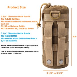 Dotacty MOLLE Water Bottle Holder Tactical Nylon Bottle Pouches Hydration Carrier for Belt/Backpack/Vest/Bike Sports Outdoor Hiking Camping Hunting Fishing (Coyote Brown, Inside Diameter: 3 1/4")