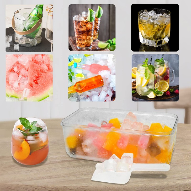Ice Cube Trays for Freezer, Ice Cube Bin Scoop Trays,