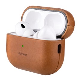 Belemay for AirPods Pro (2nd Generation) Case – Premium Crazy Horse Leather - Rich Patina- Secure Grip - Compatible with MagSafe and Wireless Charging - Compatible with Airpods Pro 2 Case - Tan
