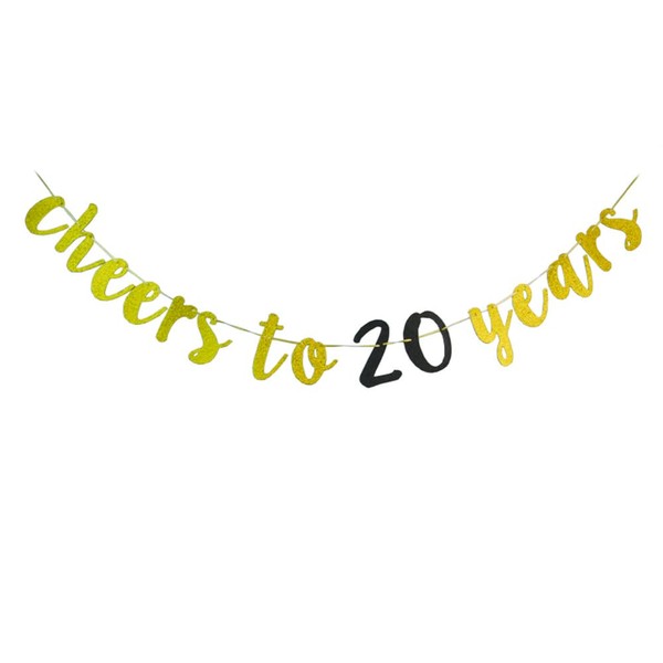Cheers to 20 Years Banner for 20th Birthday Party Sign /20th Anniversary Decorations
