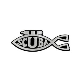 Scuba Fish Plastic Auto Emblem - [Silver][5 1/4'' x 2'']