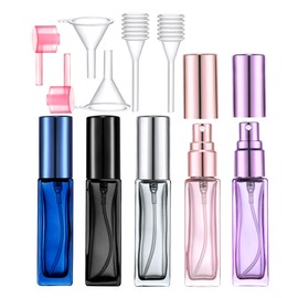 Yikimyfo Travel Perfume Bottle Refillable, 5 Pcs 9ML/0.3oz Fine Mist Glass Perfume Spray Bottles Empty Leak-proof Cologne Spray Bottle Mini Perfume Atomizer with Tool
