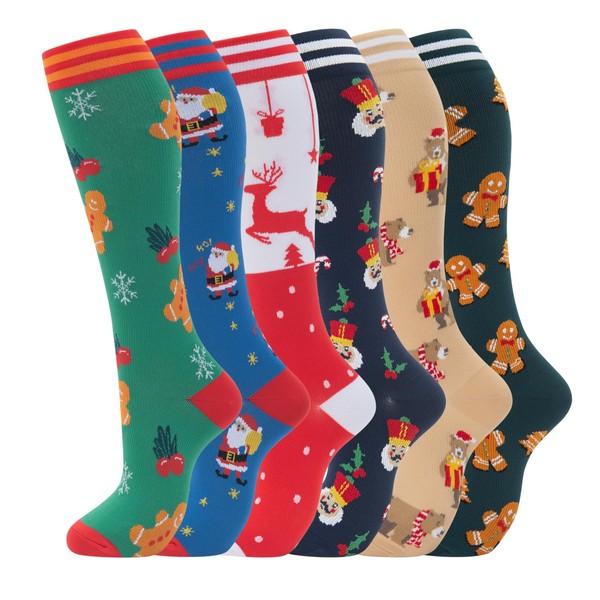 fenglaoda Compression Socks Women Men 6 Pairs, Knee High Best