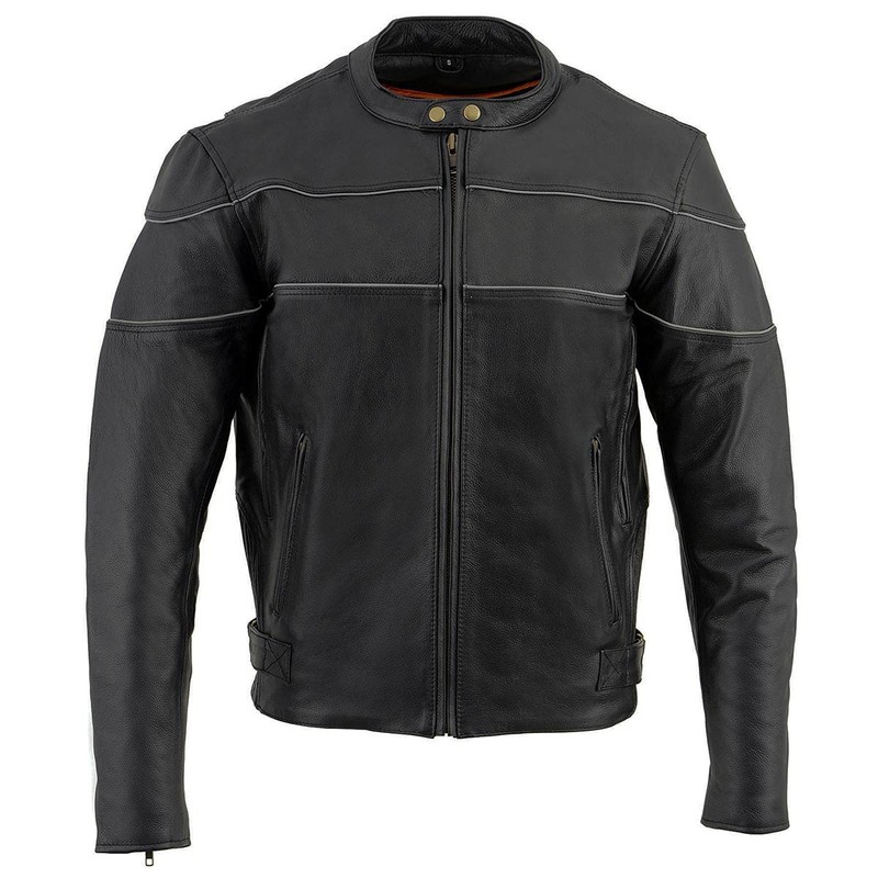 Milwaukee Leather SH1785 Men's Black Leather Scooter Style Motorcycle Jacket