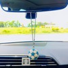 Bling Football Rear View Mirror Accessories, Cute Soccer Car Accessories