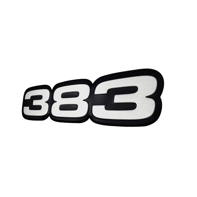 VMS RACING 383 Silver on Black Highly Polished Aluminum Emblem
