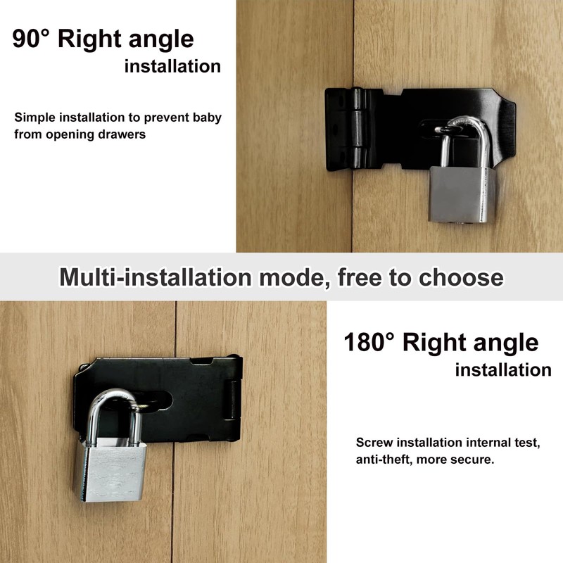 Tnisesm 2 Pack Door Hasp Latch Lock with Combination &