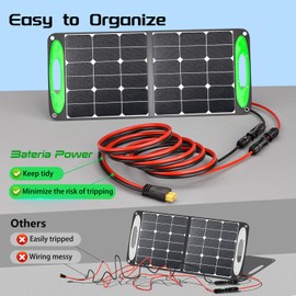 Bateria Power Solar to XT60 Charge Extension Cable with Solar Connectors Caps, Combined Wire Solar Connector to XT60 Adapter Cable for Solar Panel to Battery RV Power Station Generator 12AWG 2FT