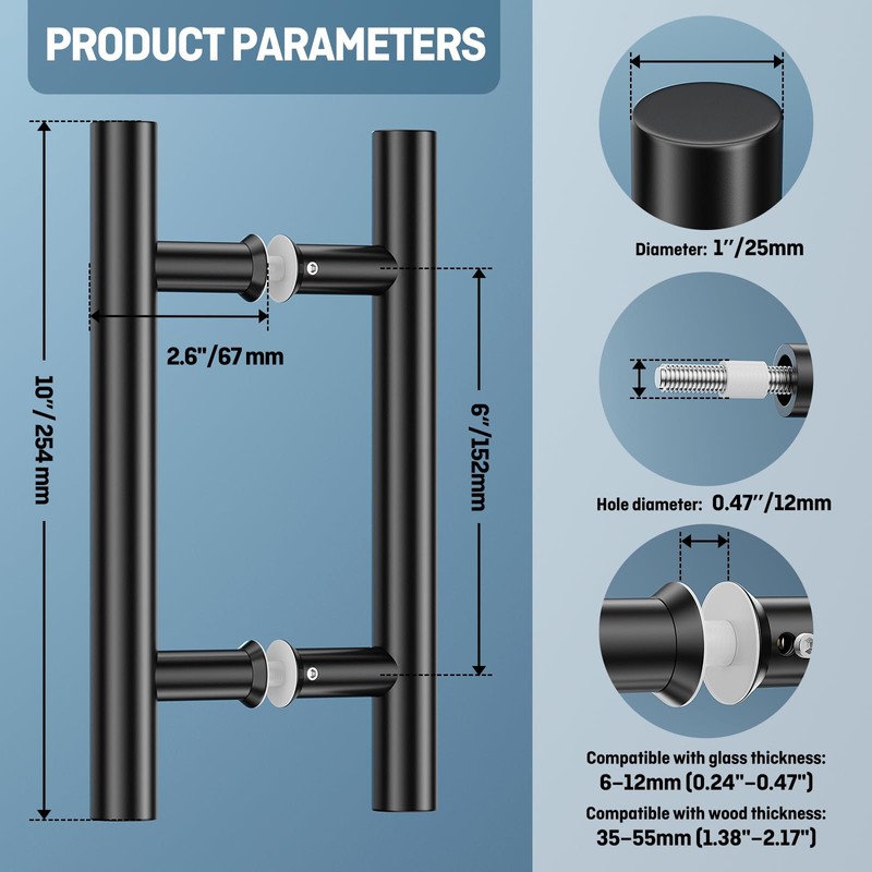 Ranbo Matte Black 6" (CTC) Back to Back Shower Door