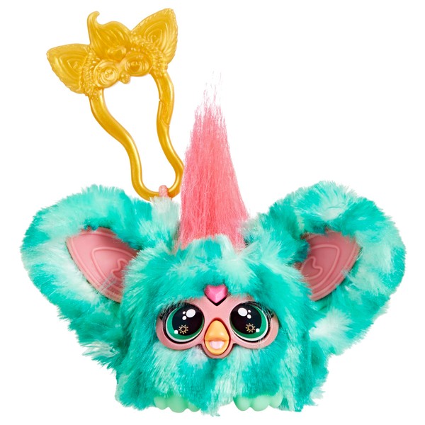 Furby Furblets, Mello-Nee, amico in miniatura, più di 45 suoni, musica estiva rilassante e frasi Furbish, peluche elettronico per bambine e bambini dai 6 anni in su, rosso anguria e verde