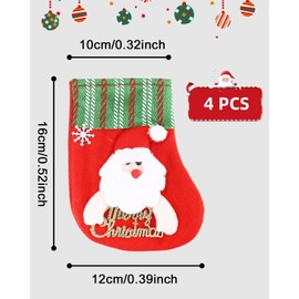 QHFlashbuy Set of 4 Mini Christmas Stocking Set, Small Christmas Stockings, 3D Filling, Christmas Stocking Decoration for Fireplace, Christmas Tree Decoration, Candy Bag