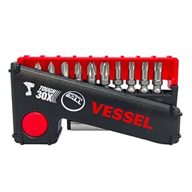 VESSEL Set of 10 Torsion Impact Ball Screwed + Bit Holder