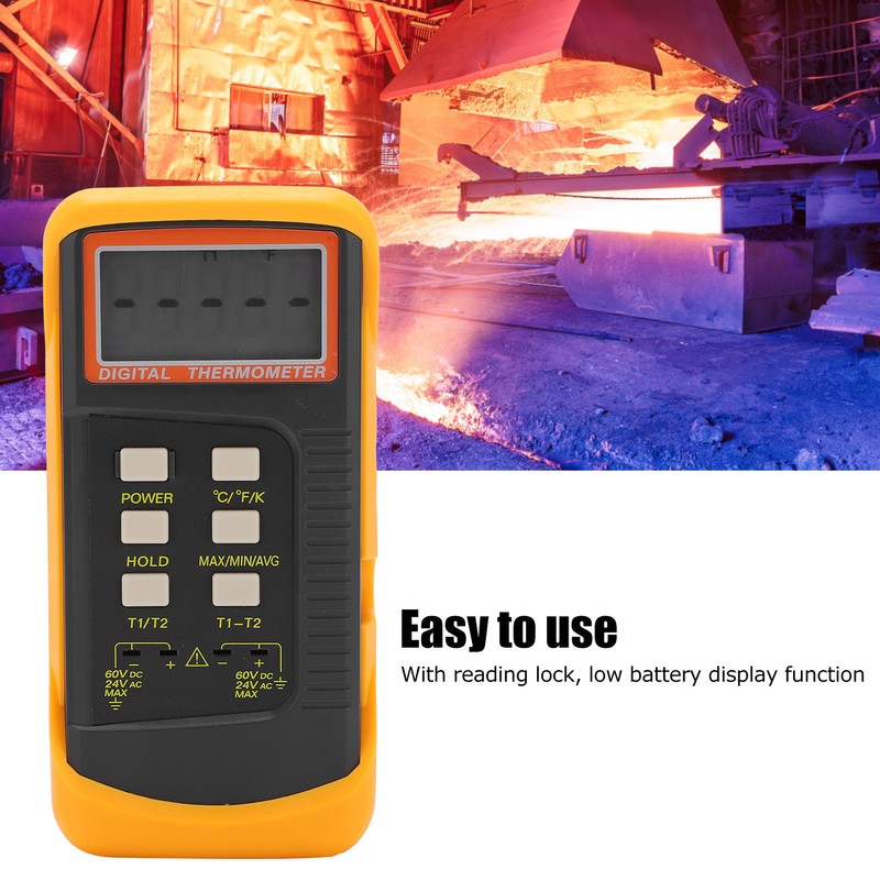 DT6802 Digital Temperature Meter DualChannel Thermometer for Home Indoor Outdoor
